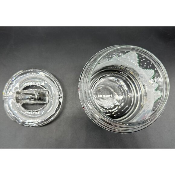 Vintage Glass Jar Storage Container Christmas Pandas Snowman 90s Kitschy Candy - Picture 5 of 10